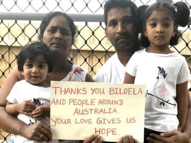 Tamil asylum seekers Nadesalingnam, wife Priya, and their Australian-born daughters Dharuniga and Kopiga. Source: Twitter