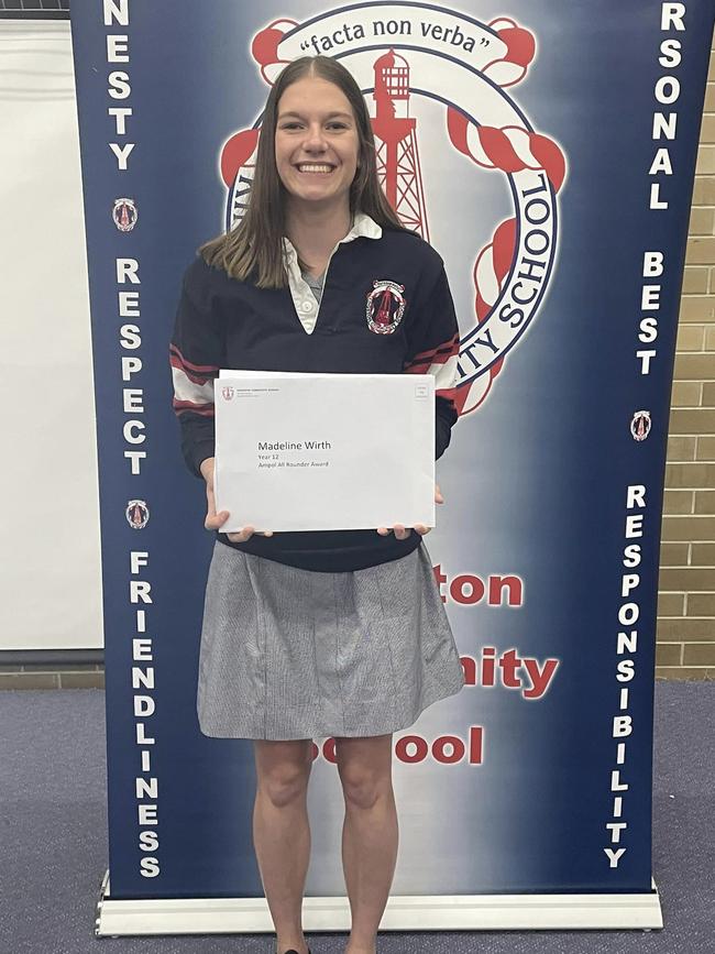 Kingston Community School's highest ATAR receiver was Madeline (Maddie) Wirth. Picture: Supplied