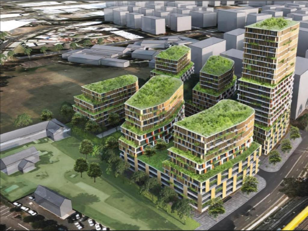 A concept design for six towers to be built at the site of the Brands on Sale centre.