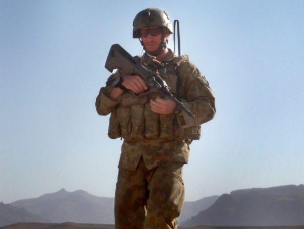Victoria Cross recepient Corporal Keighran in action.
