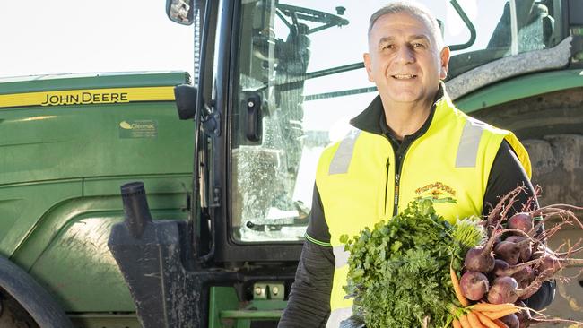 HORTICULTURE: Vince Farms, Vince DoriaVince Doria on farm with market garden winter vegetables.PICTURED: Vince Farms, Vince Doria with winter vegetables.Picture: Zoe Phillips