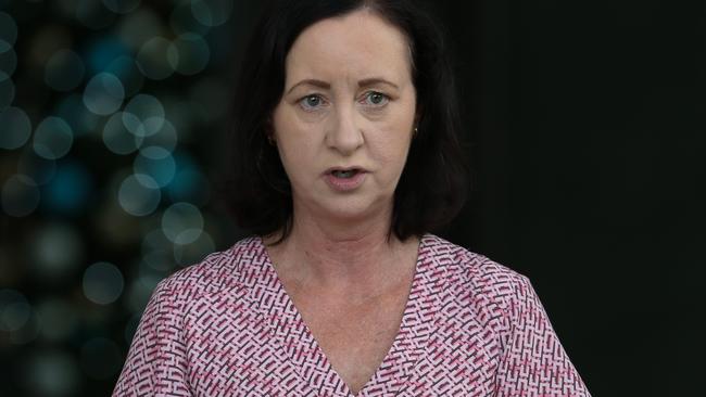 Health Minister Yvette D'Ath addresses the media during the Covid-19 press conference at 1 William Street. Picture: Zak Simmonds