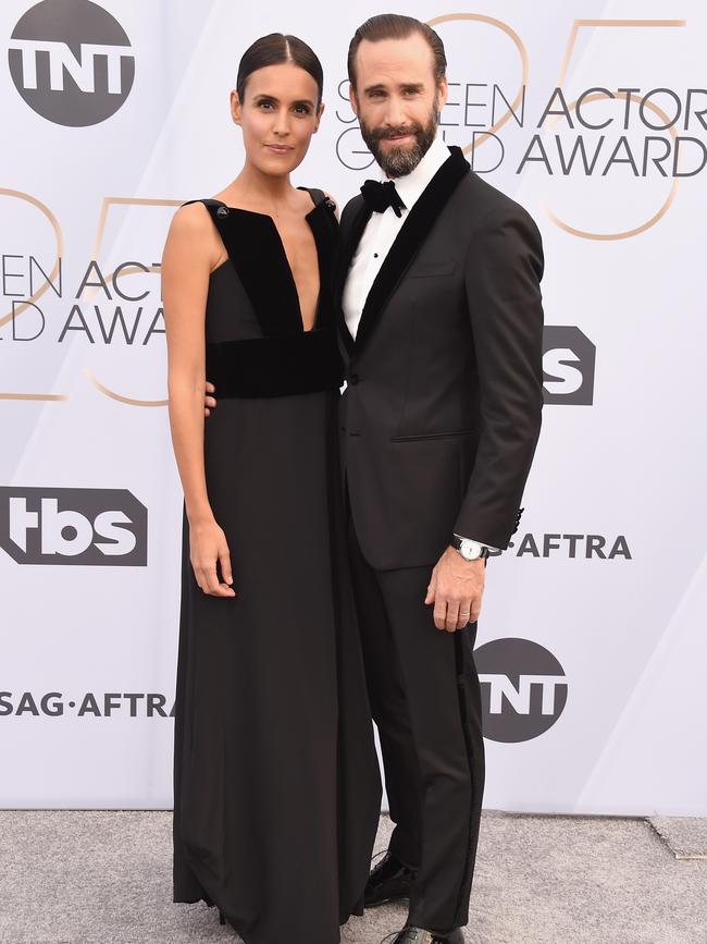 Maria Dolores Dieguez and SAG nominee Joseph Fiennes from The Handmaid’s Tale. Picture: Getty