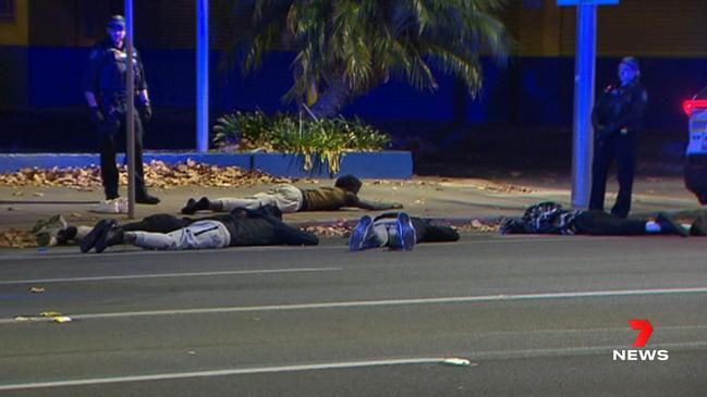 Photos of men arrested following a fatal stabbing in the Adelaide CBD which was linked to violence between two rival gangs. Picture 7News.