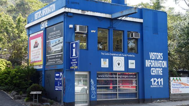 A herigate overlay has been placed on the Dandenong Ranges Visitor Information Centre, which closed last month because of a lack of visitors. Picture: Steve Tanner