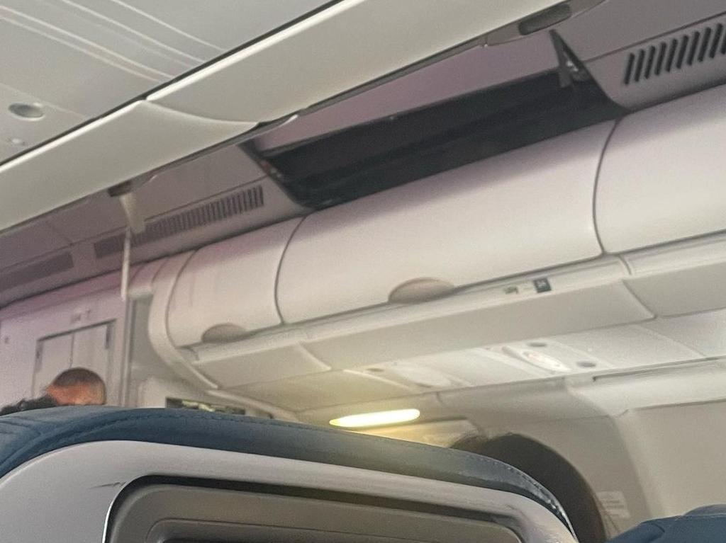 There was cracked plastic panels, supplies littering the floor and oxygen masks dangling from the ceiling. Picture: Jonathan McCall