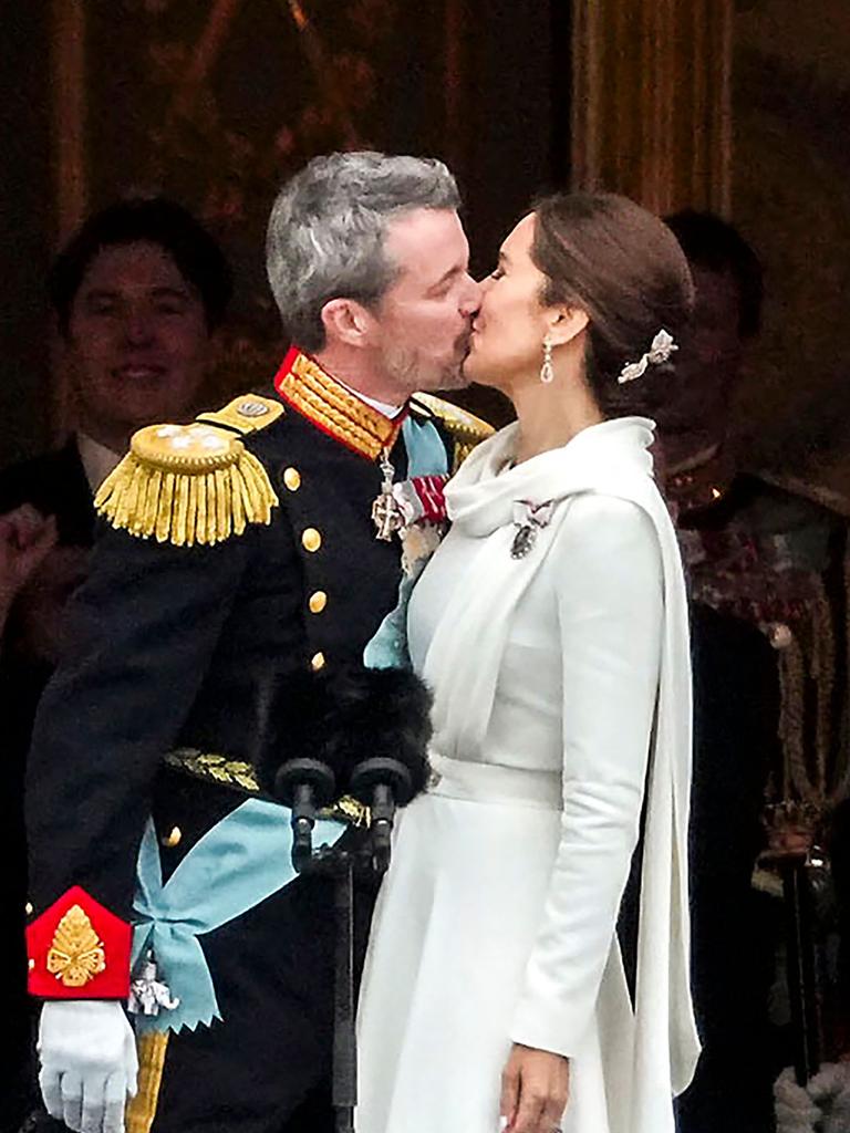 The pair shared a kiss, much to the delight of onlookers. Picture: Ida Marie Odgaard/Ritzau Scanpix/AFP