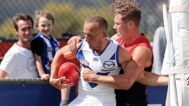 Billy Hartung was impressive for the Kangaroos. Picture: Luke Bowden