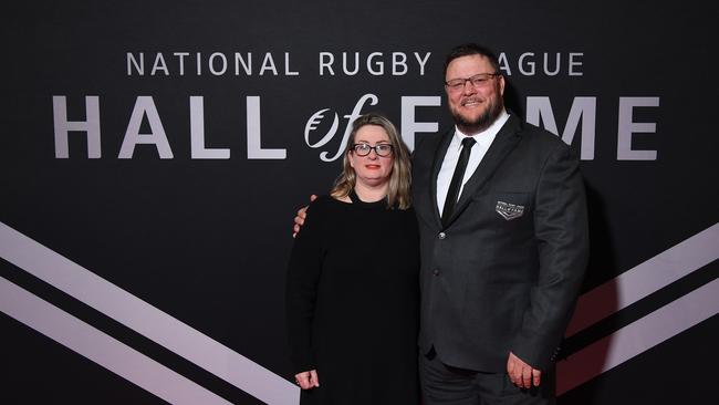 Tess Lazarus with her husband, former rugby league player Glenn Lazarus