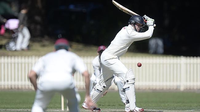 Josh Clarke helped Campbelltown-Camden District Cricket Club to their 440 run total with a solid 51 at Chatswood Oval. DAVE SWIFT.