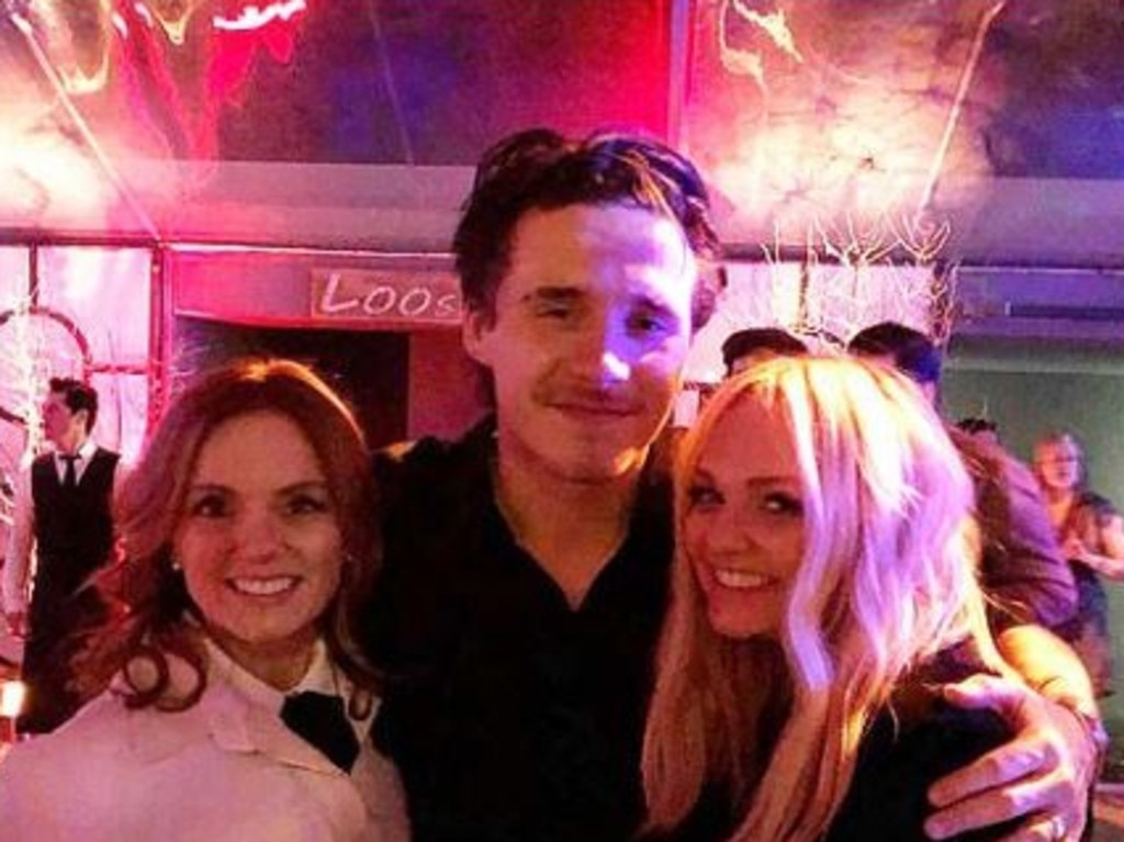 Brooklyn Beckham with Geri Horner and Emma Bunton. Picture: Instagram