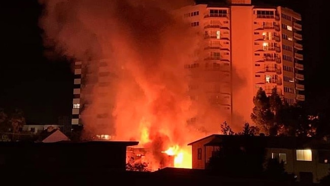 The unit fire at Coolangatta. Picture: Piers Booth