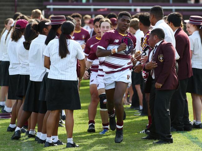 Action from the AIC First XV rugby union match between St Peters Lutheran College and Padua College. Picture: Tertius Pickard