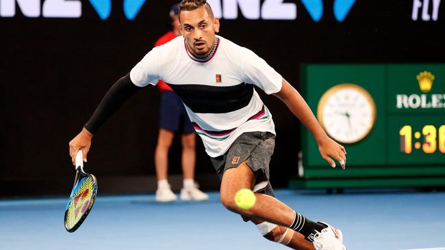 Nick Kyrgios has few rankings points to defend before the grass court season starts in June. Picture: AFP