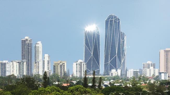 The Jewel towers glisten in the sunlight. Picture: Glenn Hampson