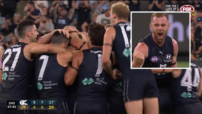 Goosebumps as Sam Docherty returns with a goal. Photo: Kayo, Fox Sports.