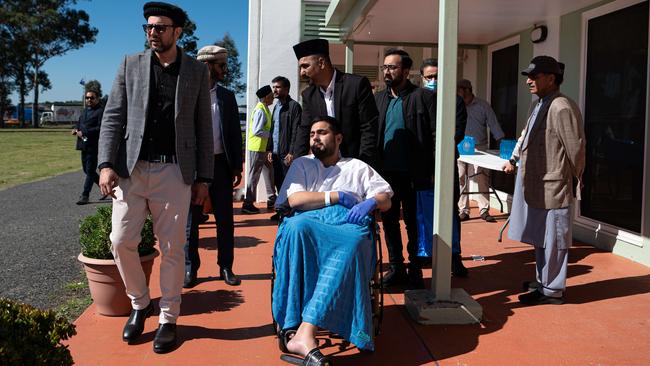 Security guard stabbed in Bondi attach Muhammad Taha at the Mourning Chamber for Faraz Tahir at Masjid Baitul Huda, Marsden Park. Picture: NCA NewsWire / Flavio Brancaleone