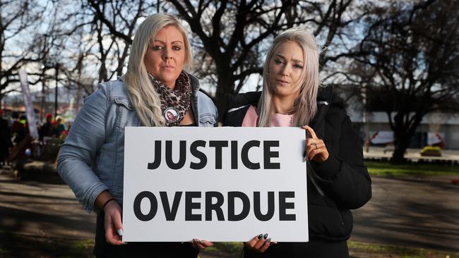 Carley Watkins and Monique Lynch, who both spent time in Risdon Prison with Sue Neill-Fraser and who are now both members of her support group. Picture: NIKKI DAVIS-JONES