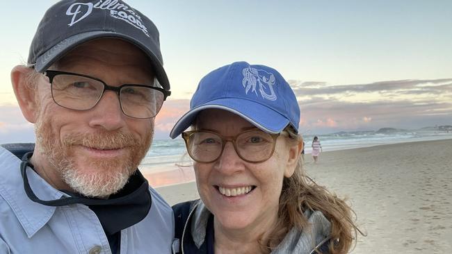 Hollywood director Ron Howard and his wife Cheryl making the most of their time on the Gold Coast for the filming of Thirteen Lives. Picture: Instagram/@realronhoward