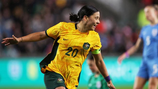 Sam Kerr was on fire. (Photo by Ryan Pierse/Getty Images)