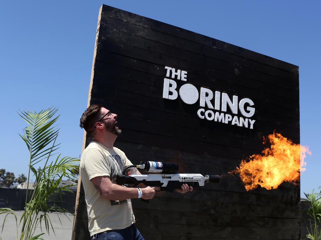 The ‘flamethrowers’ don’t shoot flames beyond around three metres. Picture: Dania Maxwell/Bloomberg/Getty Images