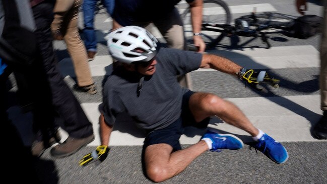 The president came a cropper while riding his bicycle in 2018. Picture: Reuters