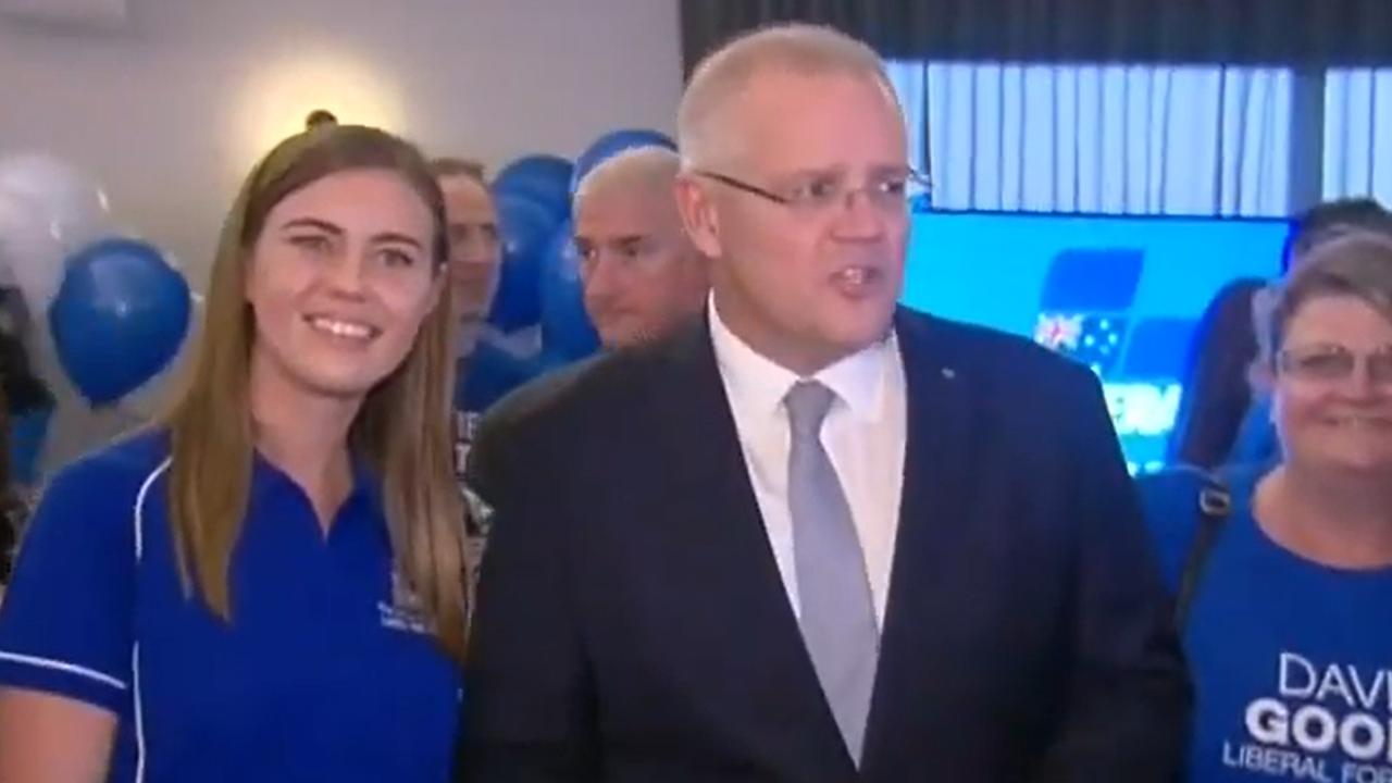 Liberal party staffer Brittany Higgins with Prime Minister Scott Morrison. Picture: ABC News