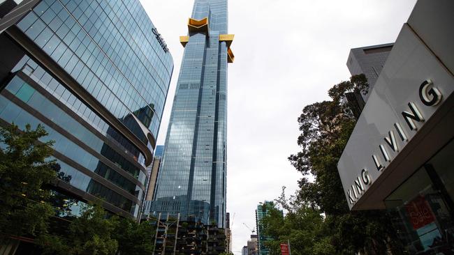 The 350m-high wind turbines could surpass the Australia 108 skyscraper, the tallest building in Melbourne. Picture: Mark Stewart