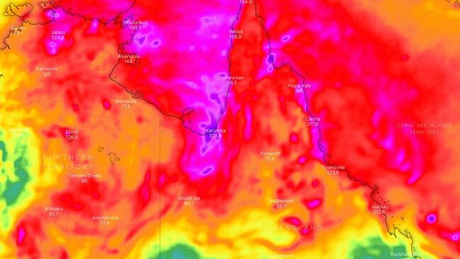 The 10 day rainfall outlook in Australia. Picture: Windy via Thomas Hinterdorfer: Extreme Weather Chaser