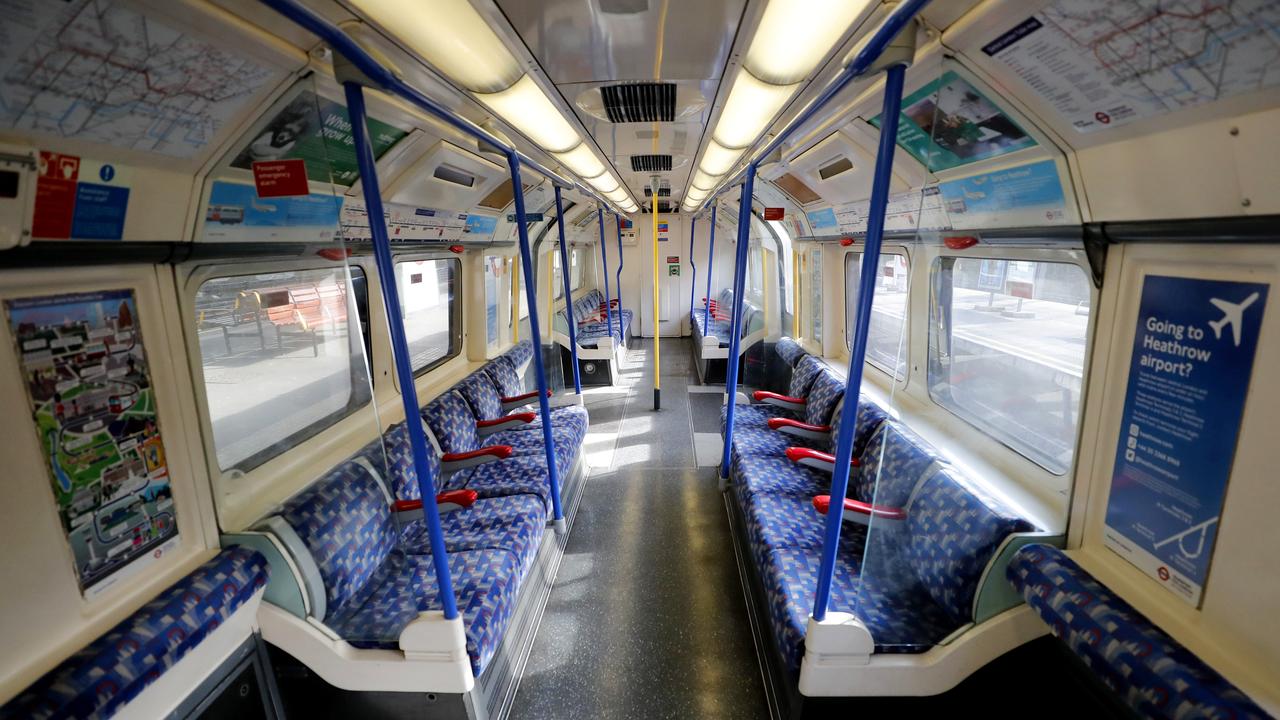 London’s iconic ‘tube’ trains are completely empty. This was taken two days ago. Picture: Frank Augstein/AP