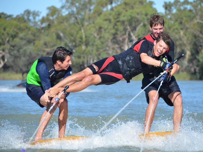 Children water skiing on the River Murray at Roonka Water Activity Centre. Picture: Supplied