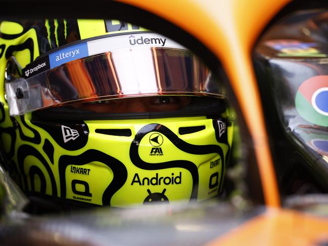 McLaren driver Lando Norris was involved in a heated exchange with Charles LeClerc. Picture: Chris Graythen/Getty Images