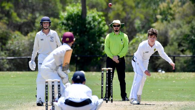 St Laurence's College bowler Mackenzie Douglas. Picture, John Gass