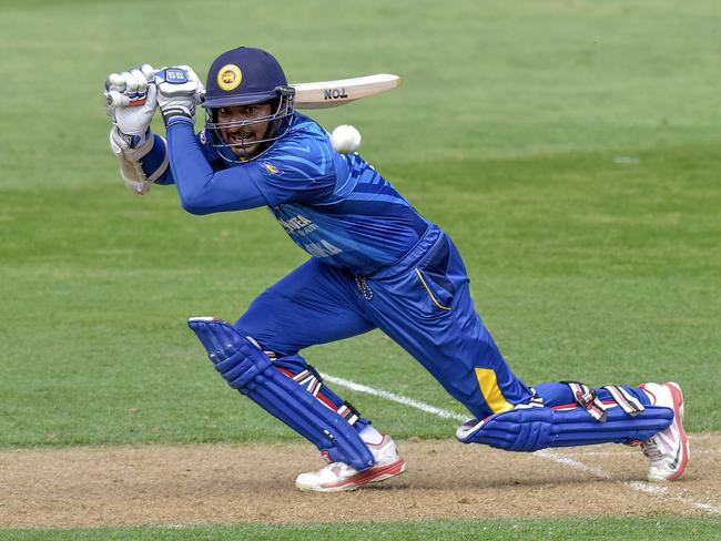 Kumar Sangakkara in action against New Zealand earlier this year. Picture: AFP