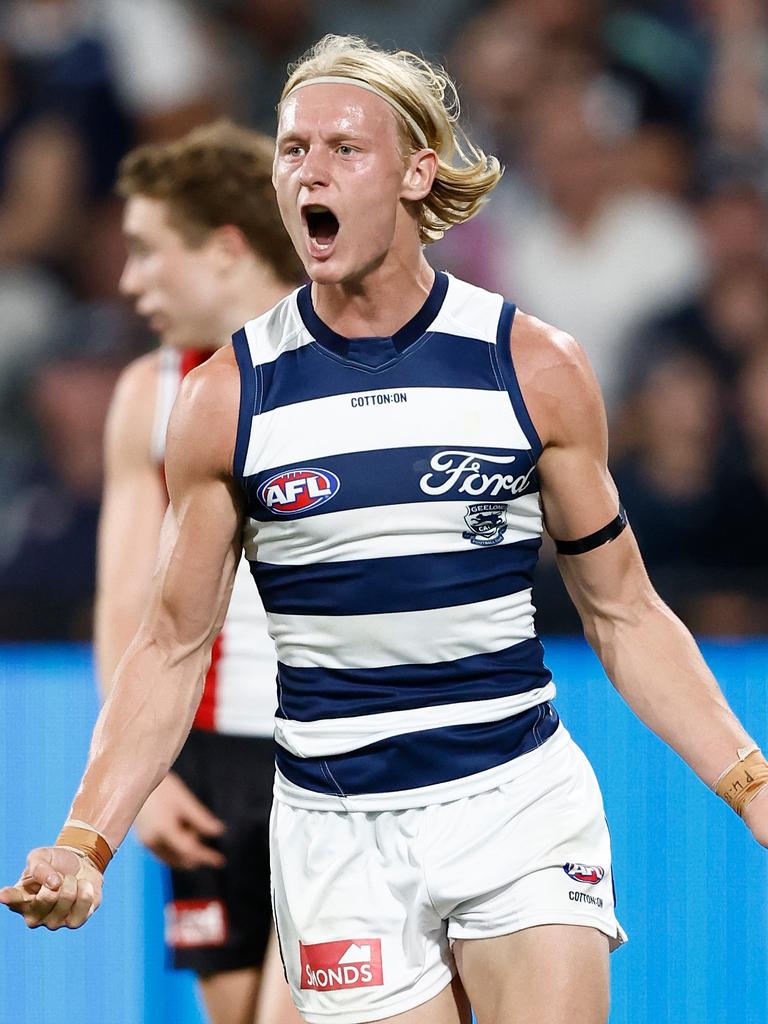 Oliver Dempsey booted three for the Cats. Picture: Michael Willson/AFL Photos