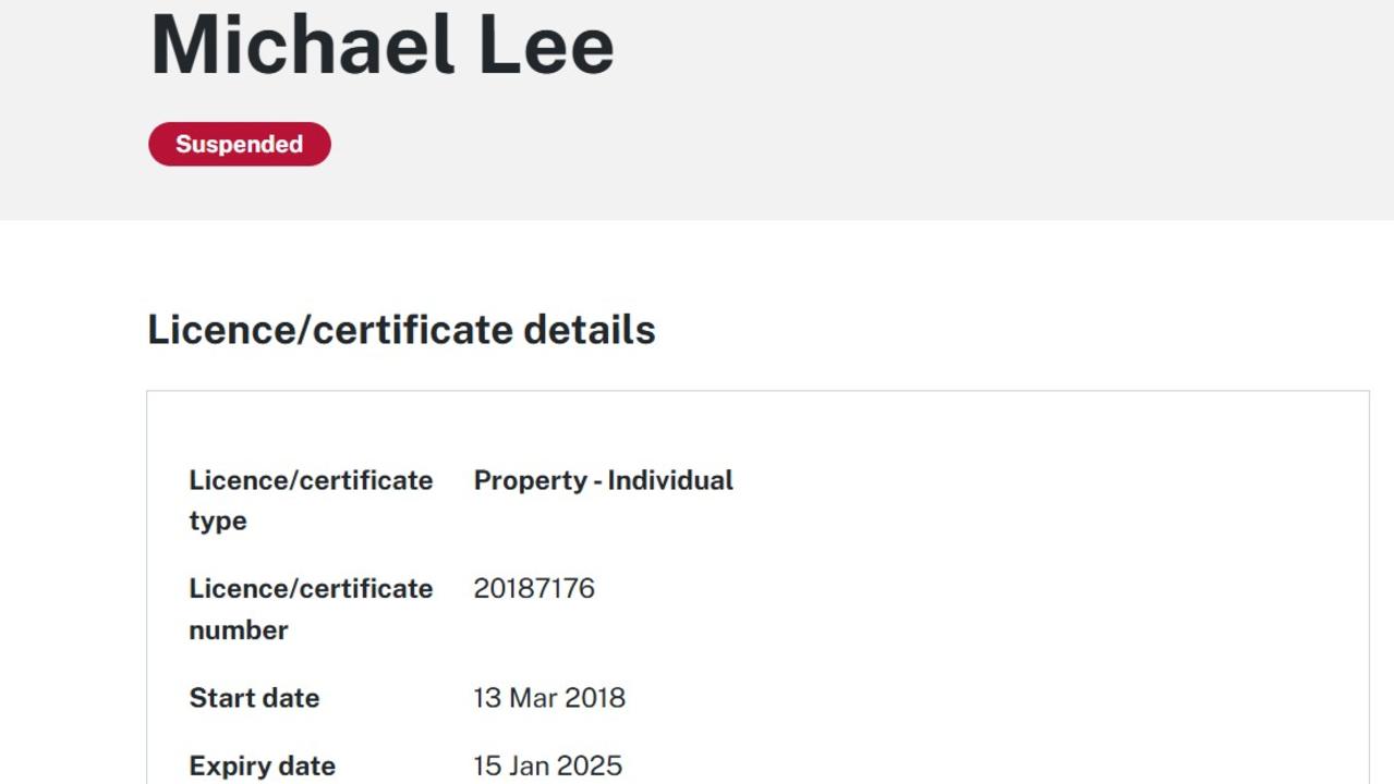 Michael Lee’s licence has been suspended.