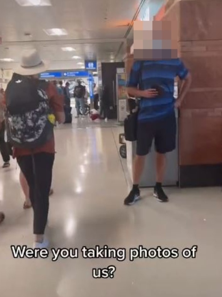 Two women have been praised for calling out man who took photos of them. Picture: TikTok/@bailzherb