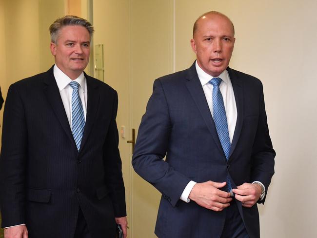 Mathias Cormann’s support for his friend Peter Dutton proved fatal. Picture: Mick Tsikas