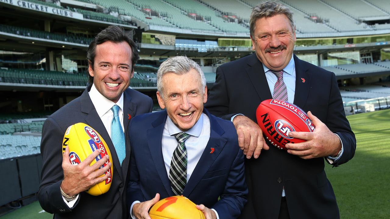 The Channel 7 commentary team together. Picture: Wayne Ludbey