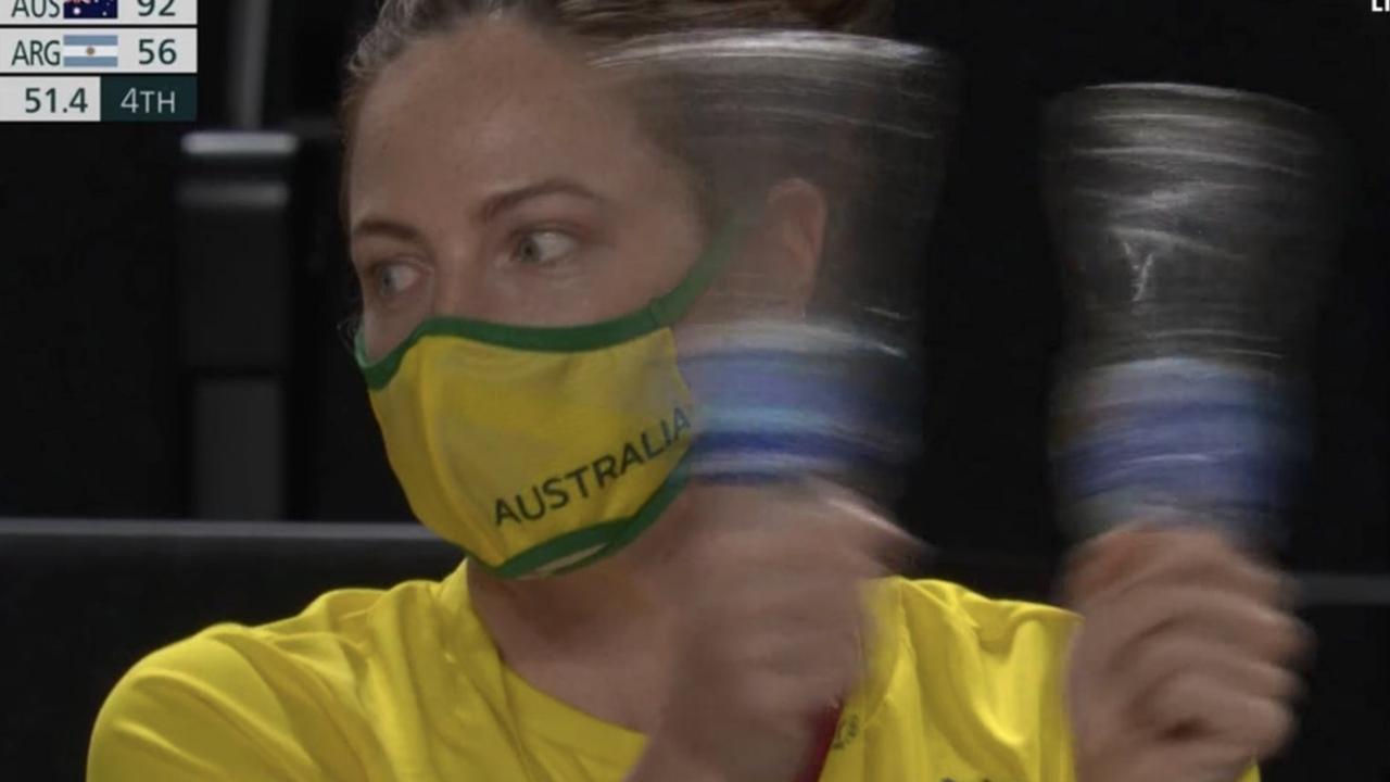 Cate Campbell was courtside for the Boomers' win over Argentina.