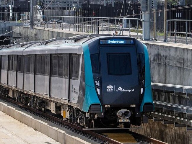 Sydney Metro City and Southwest train TS5 leaves the tunnel at the southern dive during testing.