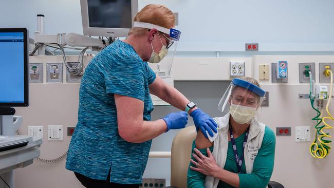 The US has approved emergency use of the Pfizer COVID-19 vaccine, which Australia will watch closely in the next few months. Picture: Ariana Drehsler/AFP