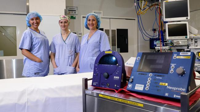 Cairns Hospital's surgical department has received a brand new Neoprobe gamma probes to assist in breast cancer and melanoma surgery. The new medical equipment was bought using money fundraised through the BDO Arrow Experience, run by the Far North Queensland Hospital Foundation. Far North Queensland Hospital Foundation CEO Gina Hogan, Cairns Hospital surgeon Aemelia Melloy and BDO Accountants CEO Stacey Young with the new surgical equipment. Picture: Brendan Radke