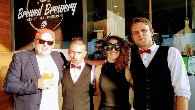 Daniel Robert Klaus (far left) with staff at Brewed Brewery in Paradise Point.