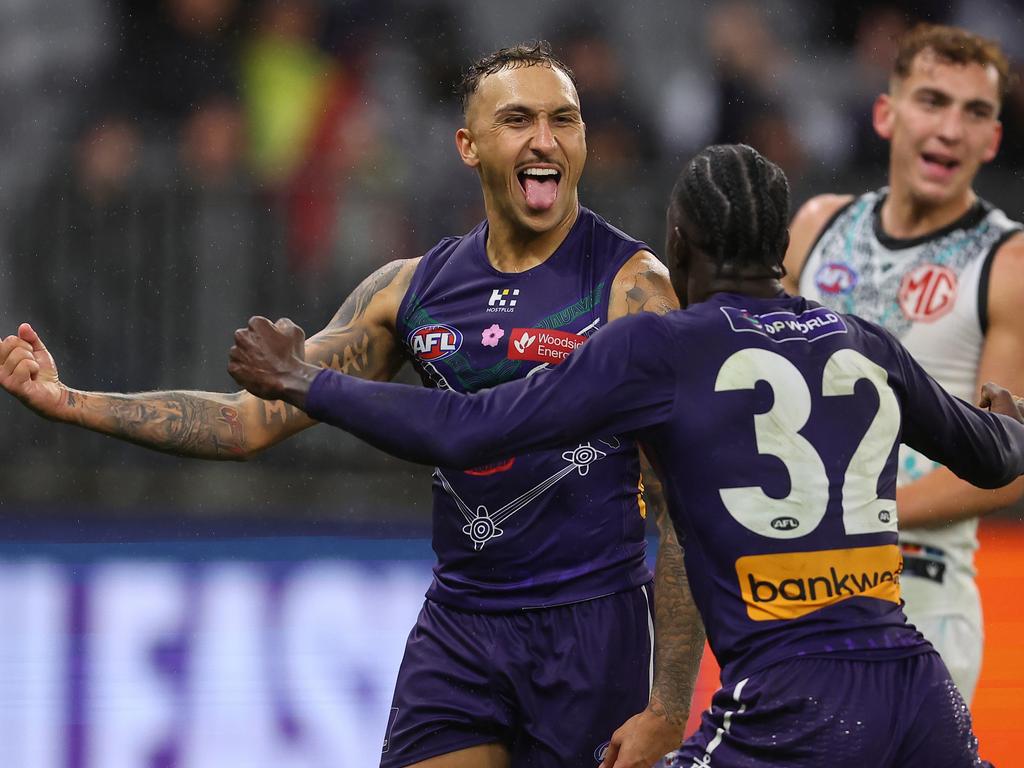 The final quarter was party time for the Dockers. Picture: Paul Kane/Getty Images