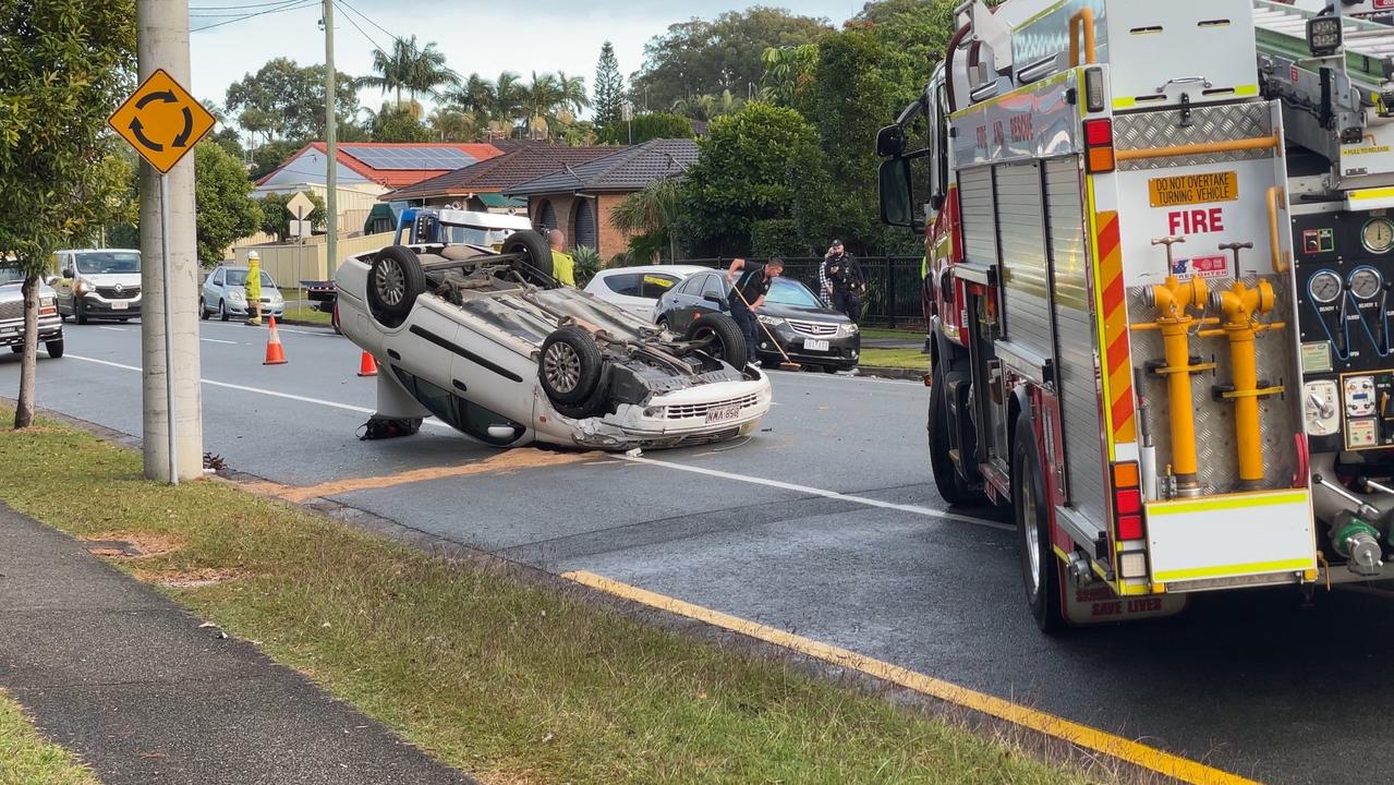 Williams car was written-off in the crash on Central St, Labrador. Picture: Charlton Hart