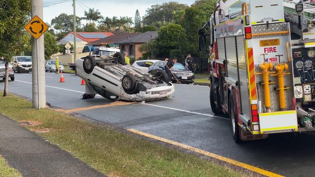 Williams car was written-off in the crash on Central St, Labrador. Picture: Charlton Hart