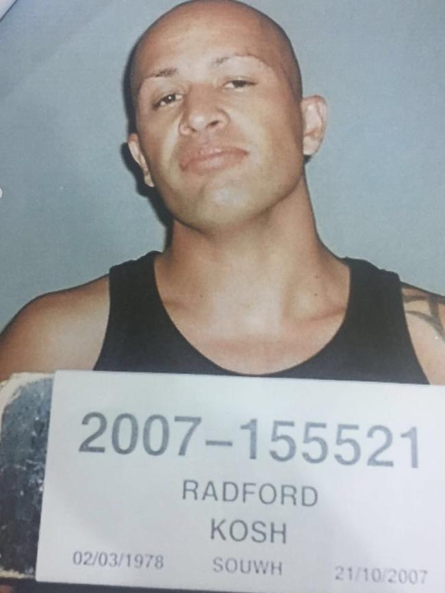 Police mugshot of The Finks national president, Kosh Radford, who was denied entry to Indonesia last Wednesday.