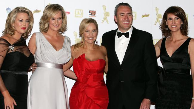 2010 Logie Awards. Logies. Sunrise team with Fifi Box in the centre. Mel Doyle. Mark Baretta. Natalie Barr.