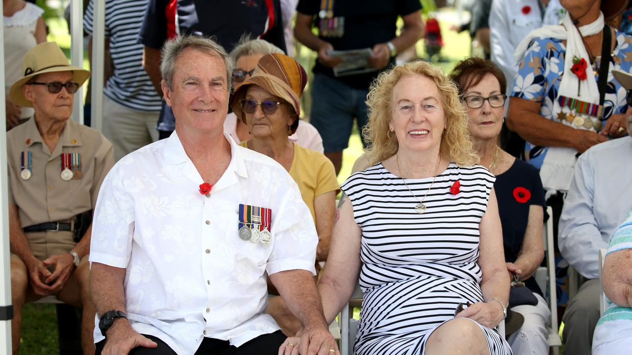 Former Lieutenant Commander Joe Clark and his wife Jean at the Remembrance Day commemorations at the Cairns Cenotaph PICTURE: ANNA ROGERS